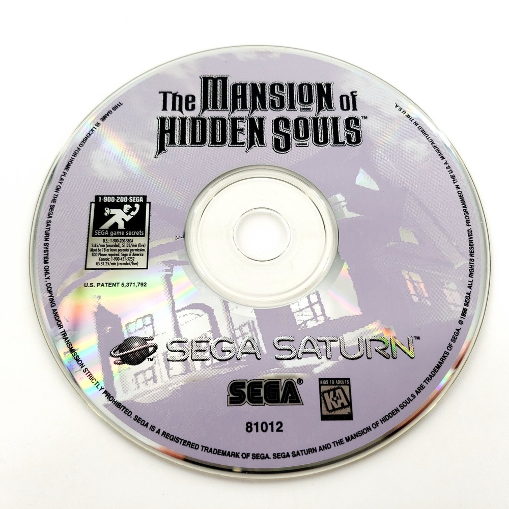 Mansion of the Hidden Souls (Sega Saturn, 1995) No Manual Tested & Works - Picture 2 of 7